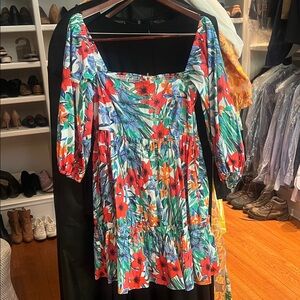 Cara Cara Red and Green Floral Mini Dress